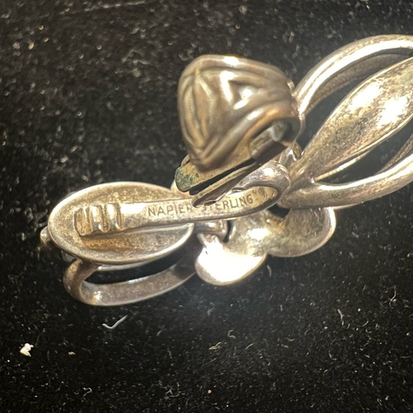 Vintage Estate Sterling Silver Napier Clip On Earrings - Picture 5 of 5